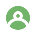 A green user icon inside a white magnifying glass, symbolizing user search or account lookup, on a light gray background.
