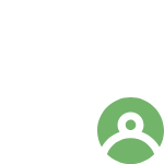 A simplified icon of a checklist or form in white with a green person symbol in the lower right corner, suggesting user profile or account-related tasks.